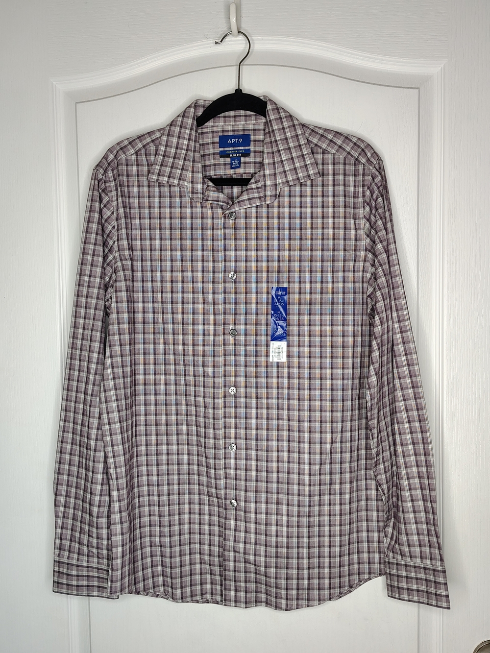 Apt. 9 Men's Plaid Dress Shirt - Purple and Gray
